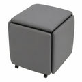 Multifunktionaler 5-in-1 Hocker mit Rollen für Wohn- und Schlafzimmer, Grau