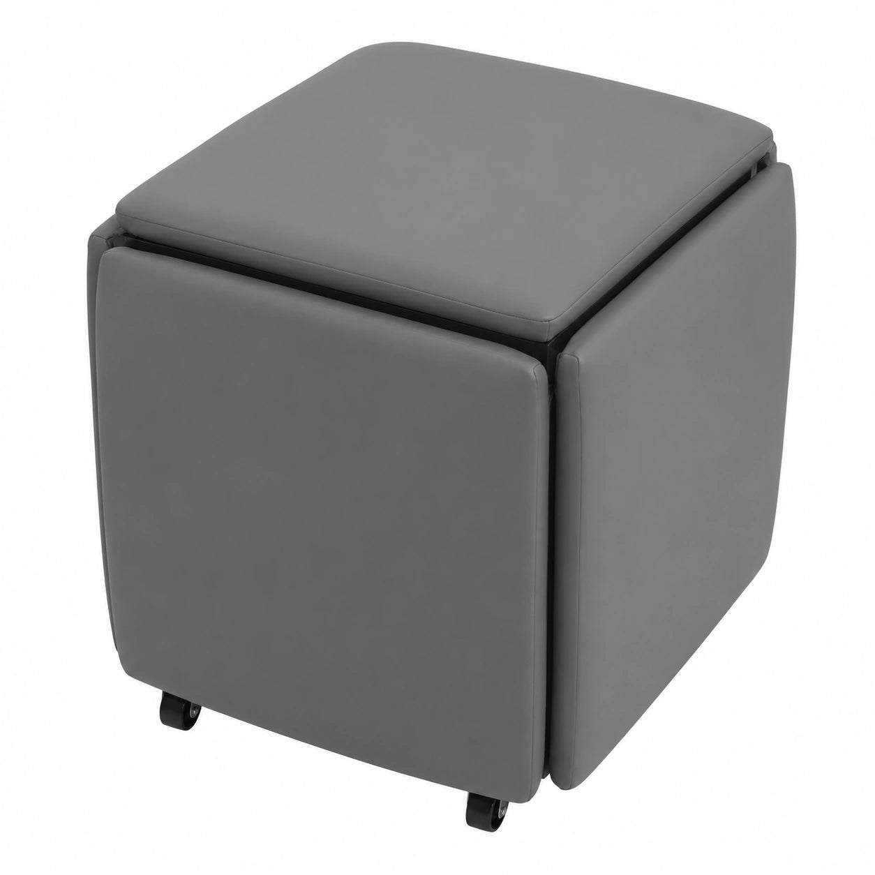 Multifunktionaler 5-in-1 Hocker mit Rollen für Wohn- und Schlafzimmer, Grau