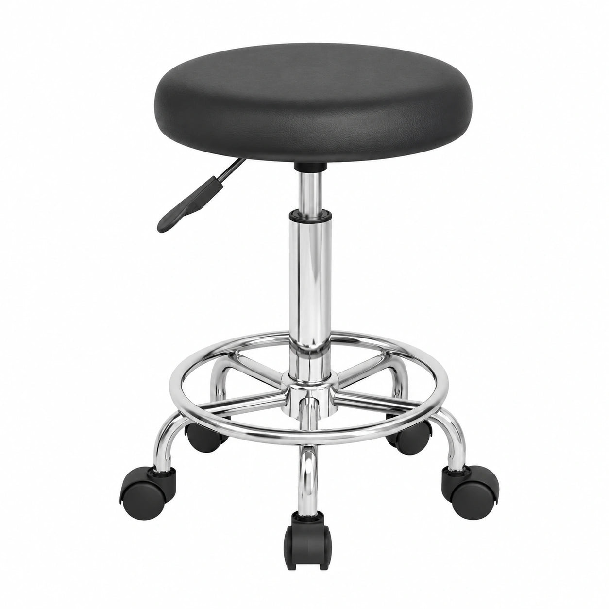 Ergonomischer Drehhocker aus PU-Leder für Salon, Labor und Büro in Grau