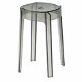 2er Set Stapelbare Acrylhocker Transparent, Rückenlose Bar- und Esshocker für Café und Zuhause, Innen und Außen, Grau