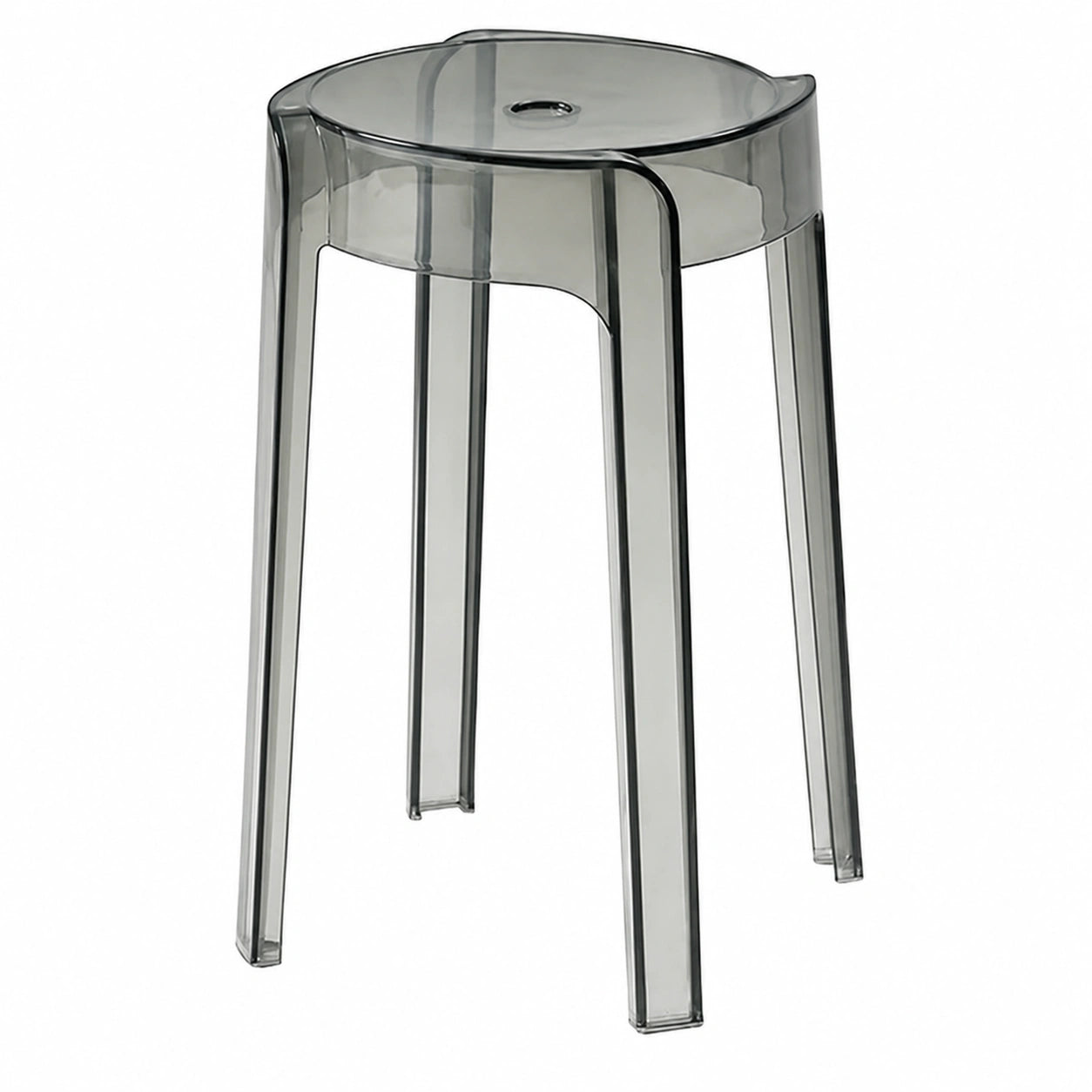 2er Set Stapelbare Acrylhocker Transparent, Rückenlose Bar- und Esshocker für Café und Zuhause, Innen und Außen, Grau
