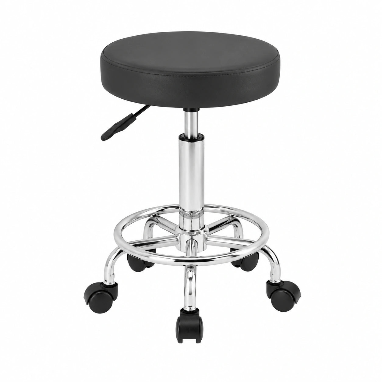 Ergonomischer Rollhocker aus PU-Leder, höhenverstellbar, für Home Office und Spa
