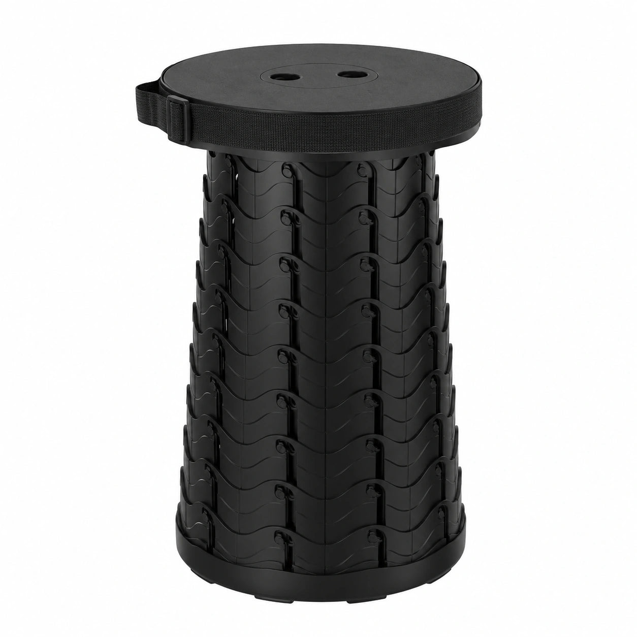 Klappbarer Teleskophocker Rund Schwarz, Verstellbare Höhe 6,5–45 cm, Tragkraft 200 kg
