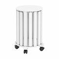 COSTWAY 4er Set Stapelbare Esszimmerhocker, Runde Holzhocker mit Massivholzbeinen und Rollfunktion, Platzsparend für Schule, Küche, Wohnzimmer (Weiß)