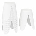 FANTASK Stapelhocker 8er Set mit Kissen, runde, platzsparende Sitzgelegenheit für Esszimmer und mehr (Weiß)