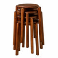 YMYNY Massivholz Bar- und Esszimmerstühle, 4er Set stapelbare Hocker, platzsparend, ideal für Wohnzimmer, Küche und Tagungsräume, Walnussbraun