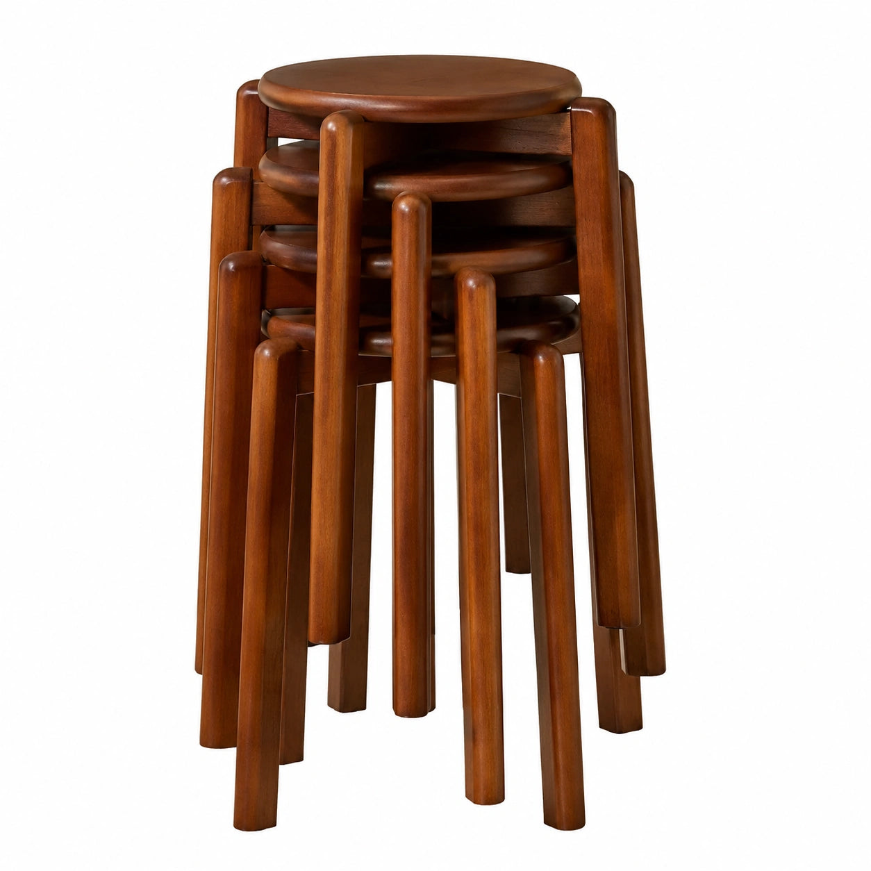 YMYNY Massivholz Bar- und Esszimmerstühle, 4er Set stapelbare Hocker, platzsparend, ideal für Wohnzimmer, Küche und Tagungsräume, Walnussbraun