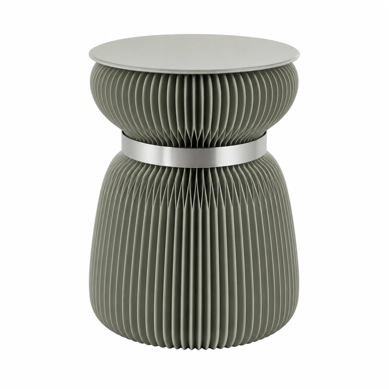 Moderner faltbarer Papierhocker Ø 32x42cm in Grau mit Silberband