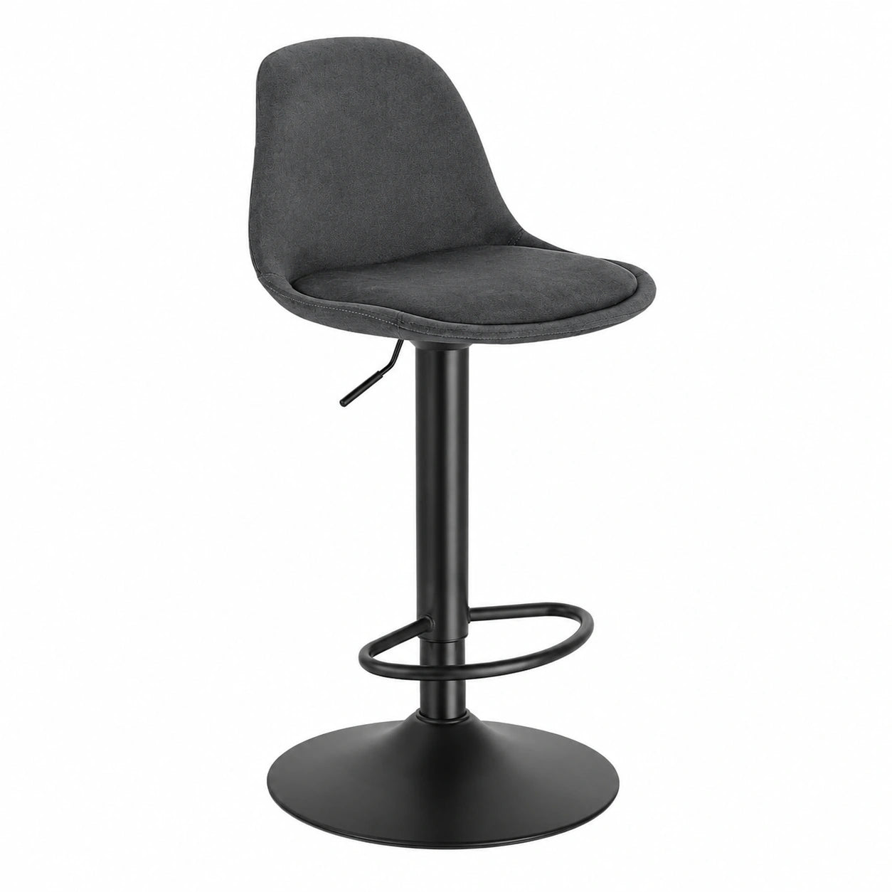 EUGAD 2er Set Barhocker, 360° drehbar, höhenverstellbar, mit Rückenlehne und Fußstütze, Samtbezug, Dunkelgrau