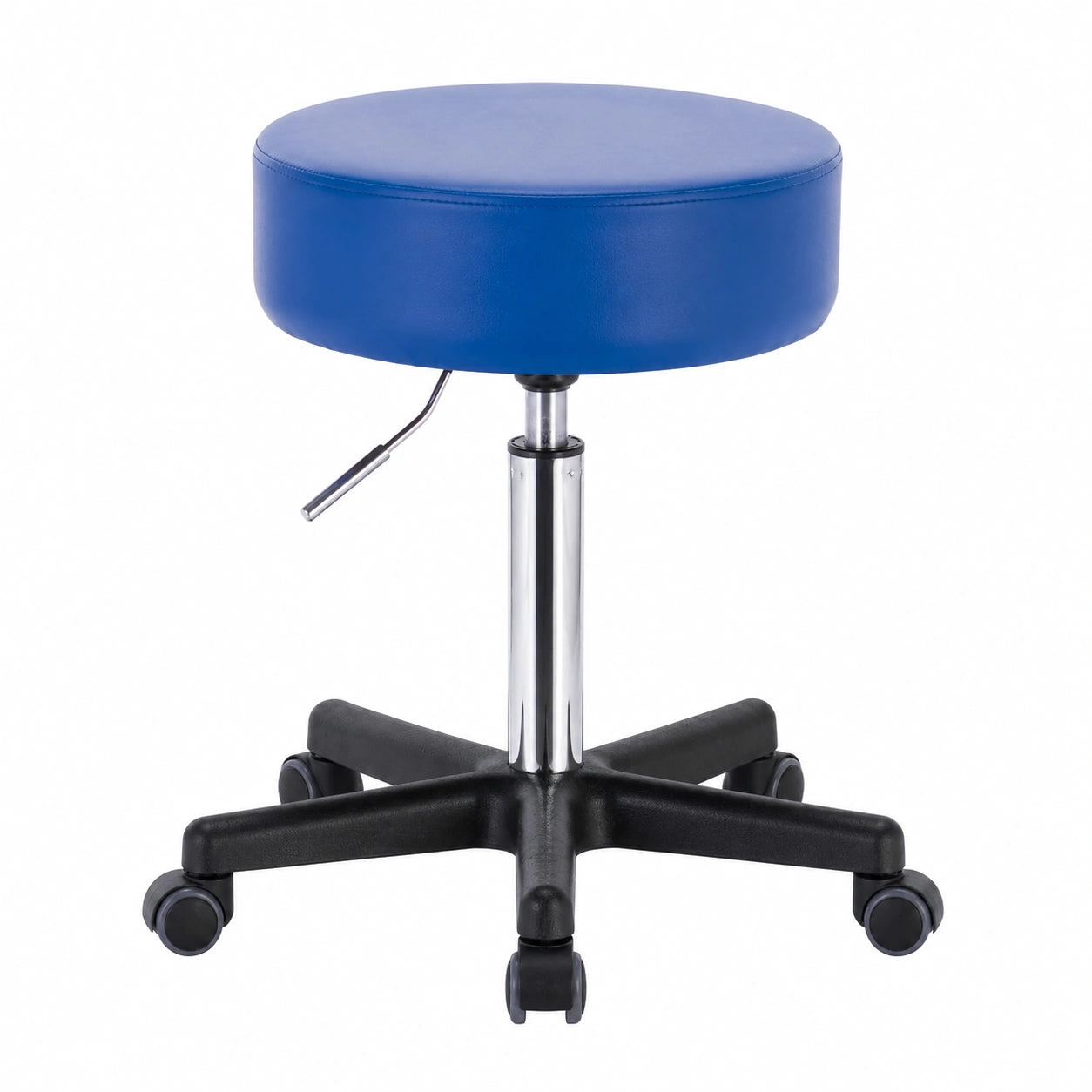 Ergonomischer Drehhocker für Büro und Praxis, höhenverstellbar, belastbar bis 120 kg, mit 360° Rollen und bequemem Sitz, Blau