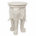 Naturholz Hocker Elefant Design, 60 cm Höhe, Blumensockel Weiß