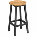 Moderner Barhocker 65 cm – Schwarzes Metallgestell mit Eichen-Sitz, Stabil und Komfortabel