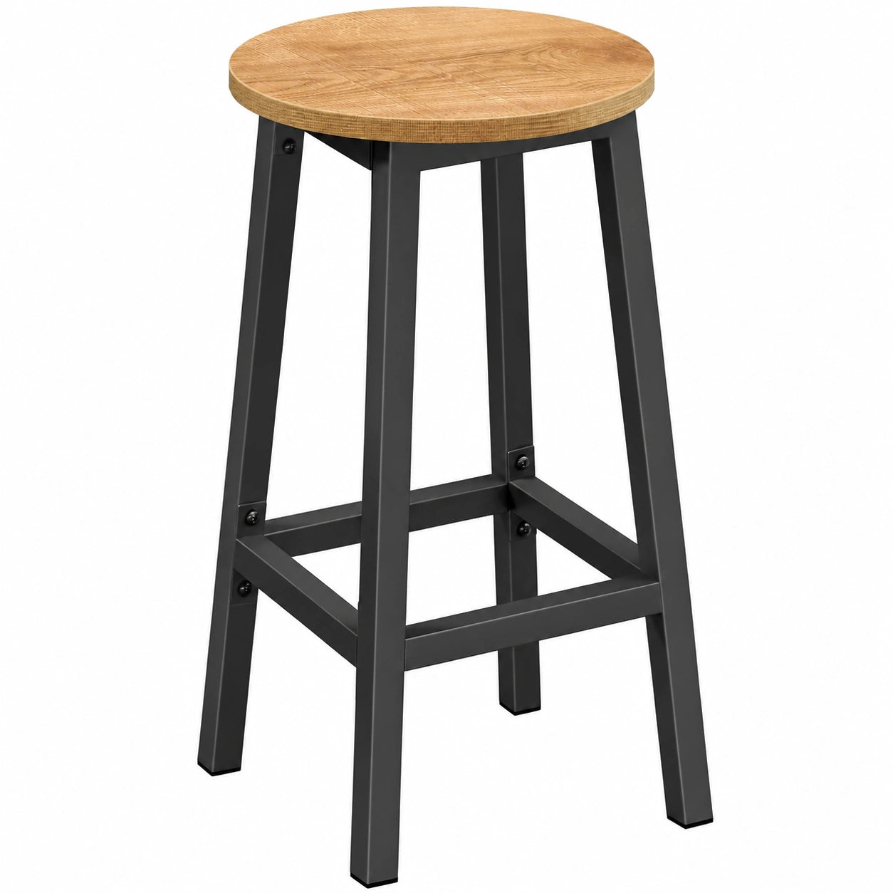Moderner Barhocker 65 cm – Schwarzes Metallgestell mit Eichen-Sitz, Stabil und Komfortabel