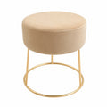 ECHTWERK Samt Sitzhocker Marilyn, Goldene Metallbeine, Polsterhocker für Schlaf- und Wohnzimmer, Belastbar bis 150 kg, Creme