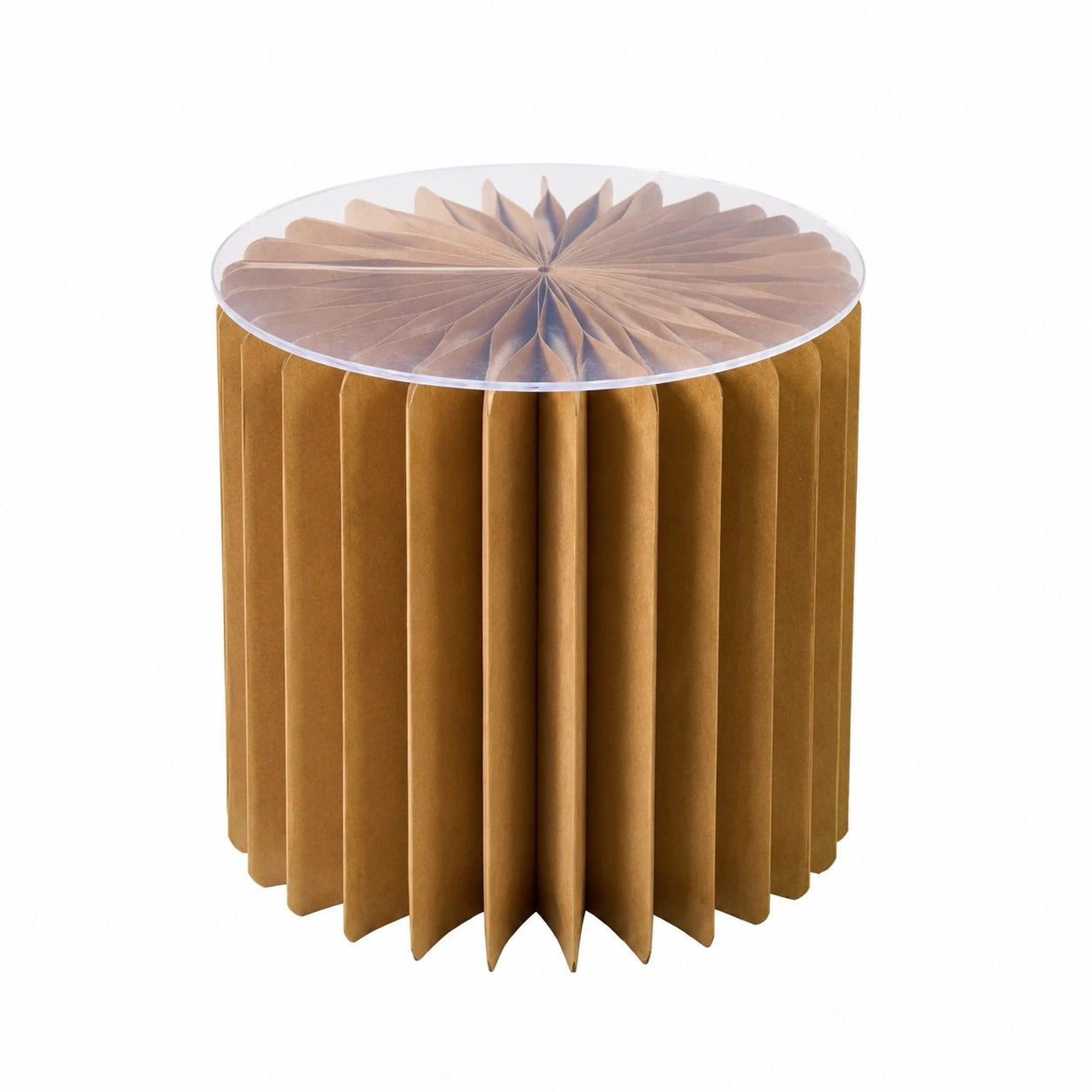 Mehrzweck Faltbarer Papiersockel - Dekorative Säule für Zuhause & Veranstaltungen - Als Beistelltisch oder Pflanzenständer - Platzsparend & Leicht (Natur, Ø30 H 20 cm)