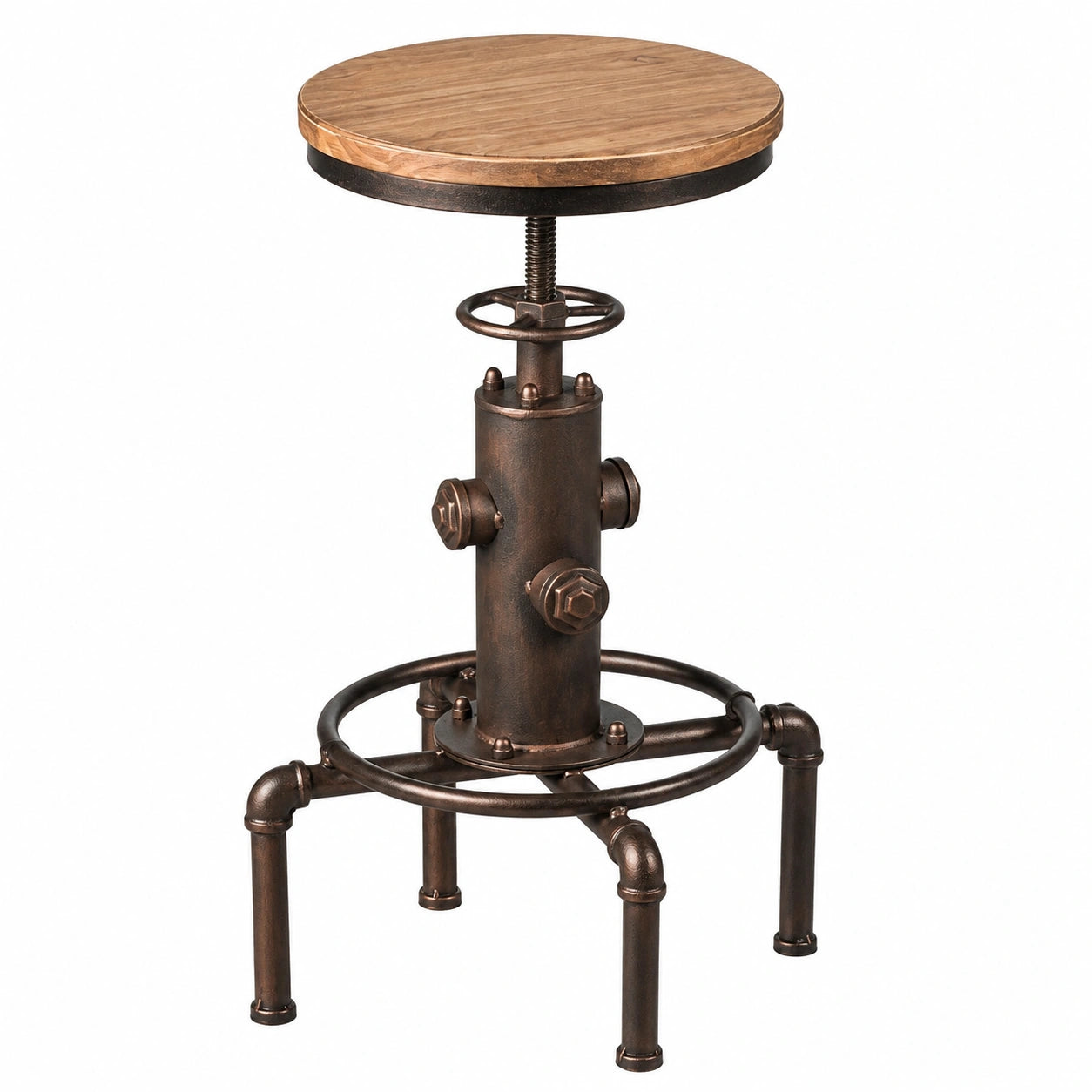 Höhenverstellbarer GIANTEX Barhocker, Retro Design, 360° Drehbar, Küchenhocker im Industriestil aus Holz und Metall