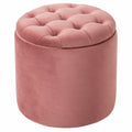Eleganter Samt-Hocker in Altrosa mit Stauraum, 50 cm