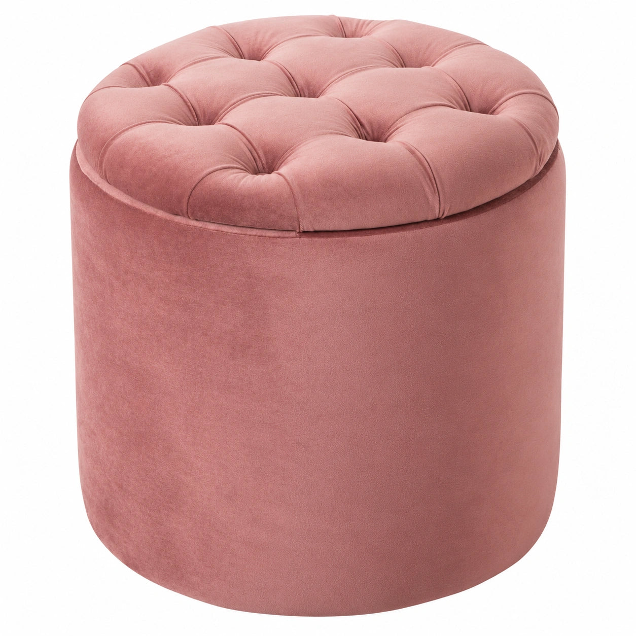 Eleganter Samt-Hocker in Altrosa mit Stauraum, 50 cm