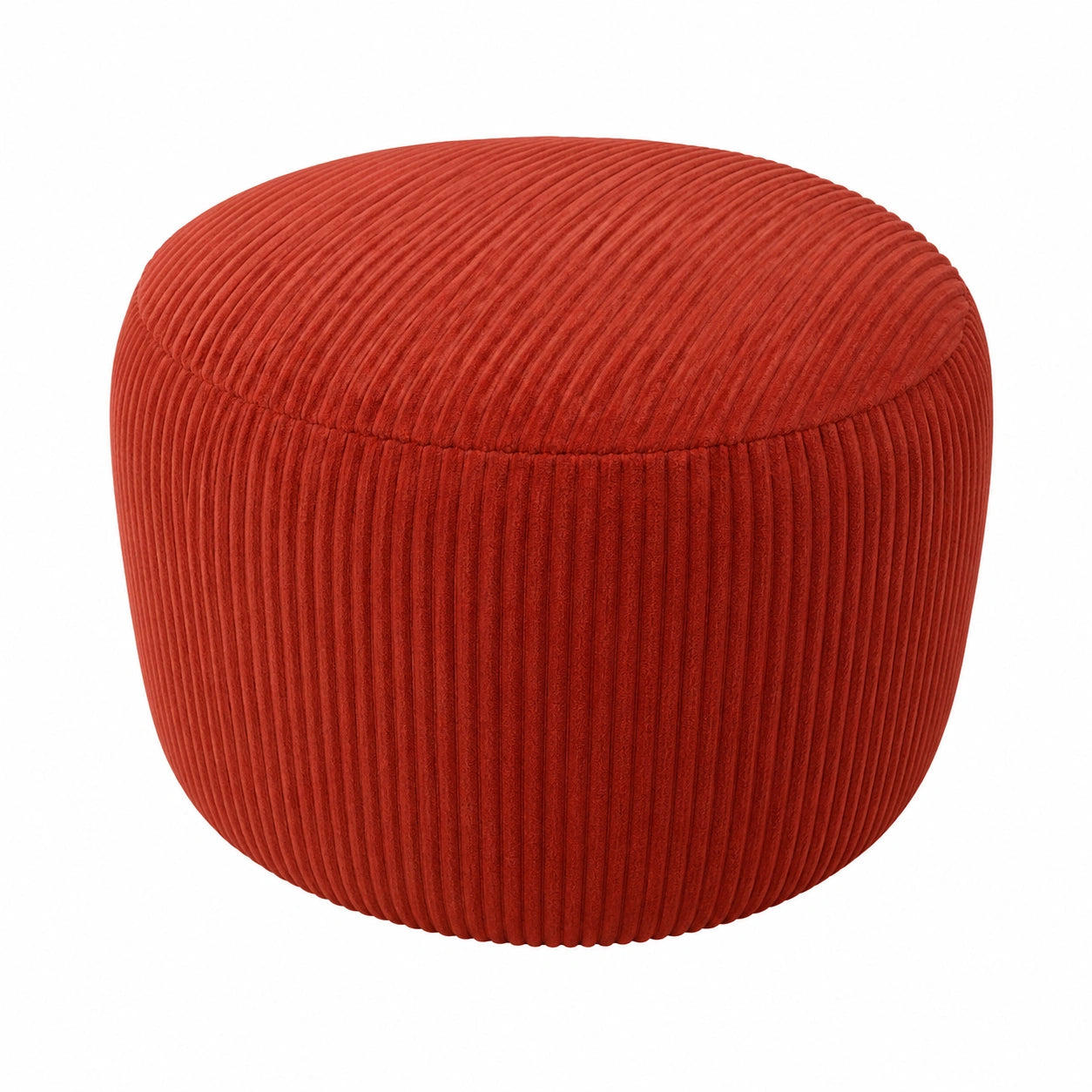 Runder Cord Pouf mit Polystyrol-Füllung, 25 x 35 cm, Rostfarbe für Wohnzimmer