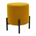 Moderner Senfgelber Sitzpouf aus Polyester mit Stahlrahmen, Rund, für Wohnzimmer, 43,5 x 38 x 38 cm