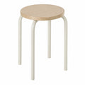 Skandinavischer Hocker mit Metallbeinen und Holzsitz, stapelbar, Weiß/Eiche