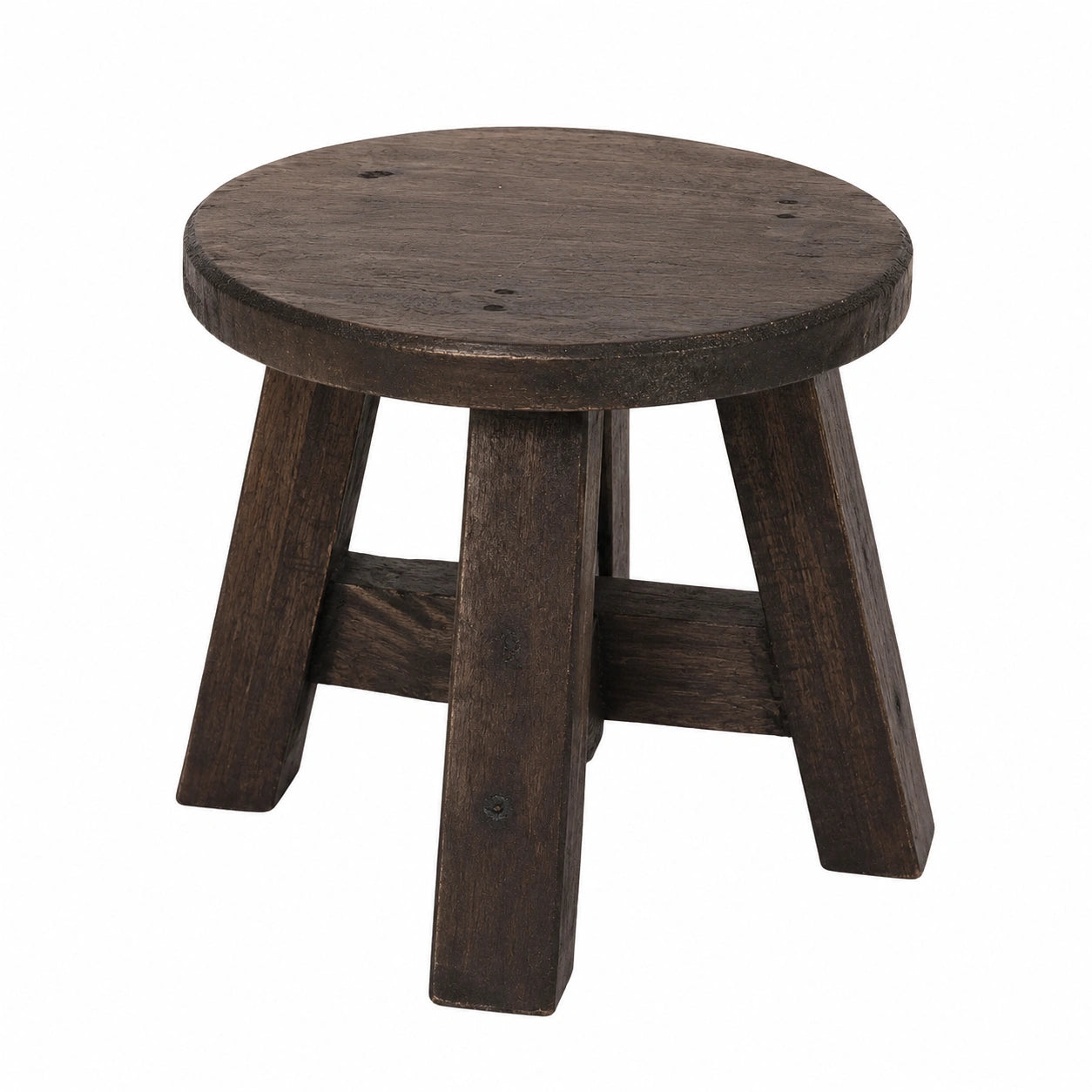 Rustikaler Mahagoni-Hocker Bern - Massivholz, Dunkelbraun, 23x20x20cm