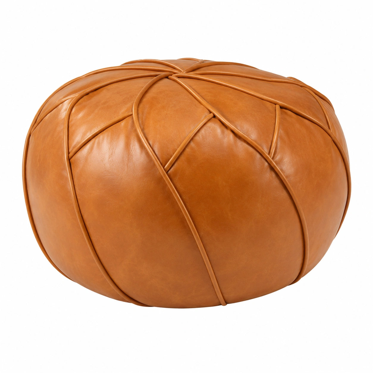 Louis Donné Runde Ottomane mit Stauraum, Wasserdichter Kunstleder Pouf Bezug, Ungefüllter Bean Bag Ottoman für Wohnzimmer, Schlafzimmer & Kinderzimmer, Orange