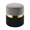 Eleganter 2er Sitzhocker-Set mit Stauraum, grauer Samt und goldene Metallakzente