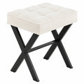 Moderner klappbarer Fußhocker mit X-Beinen, gepolstert, für Wohnzimmer & Schlafzimmer, Schwarz-Weiß