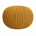 Gestrickter Pouf Sitzkissen Ø55 cm aus Baumwolle in Gelb, Nachhaltig