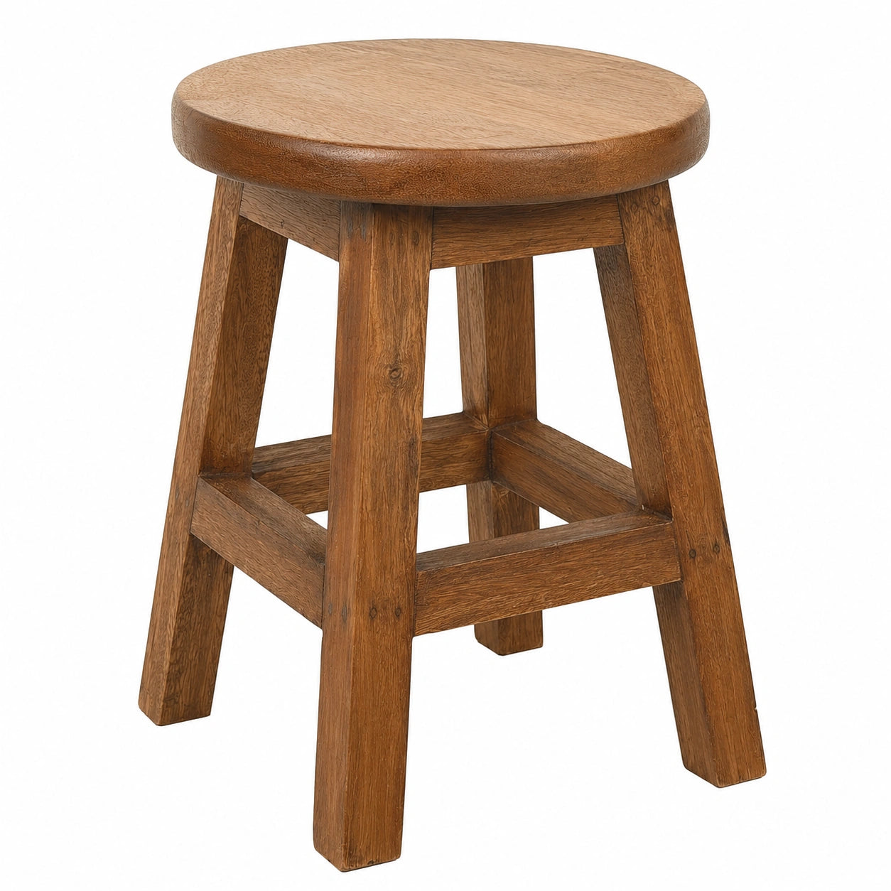 Rustikaler Akazienholz-Hocker, 40,6 cm, runde Sitzfläche, Bauernhaus-Stil, honigbraun