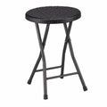 Klappbarer Rattan-Look Hocker, wetterfest, 2er-Set, schwarz
