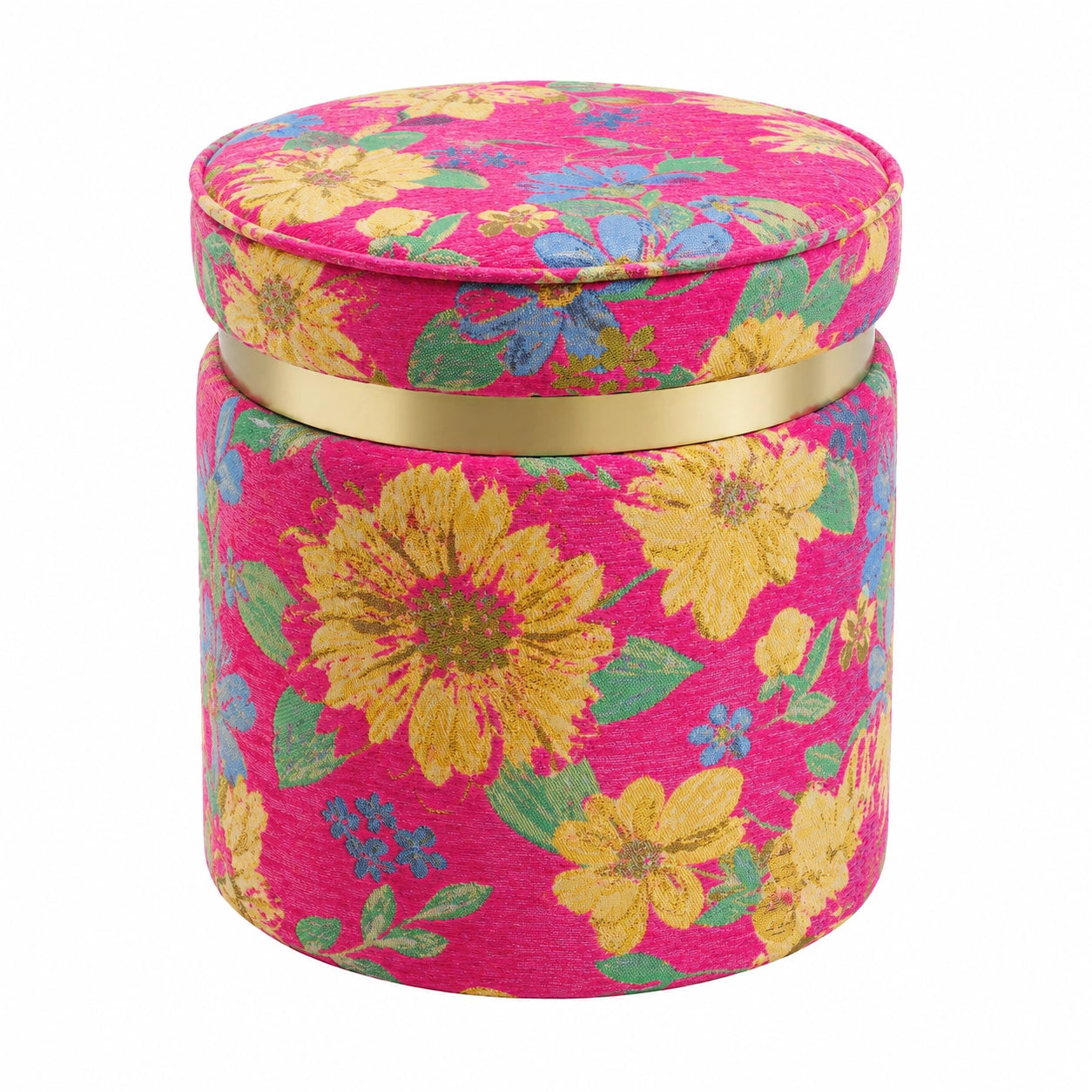 Runder Sitzhocker Flower Fever, Mehrfarbig, Ø39cm, Pflegeleicht mit Blumendesign