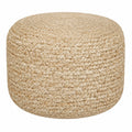 Runder Sitzpouf aus Baumwolle und Jute im Boho-Stil, Ø 50 cm, Beige