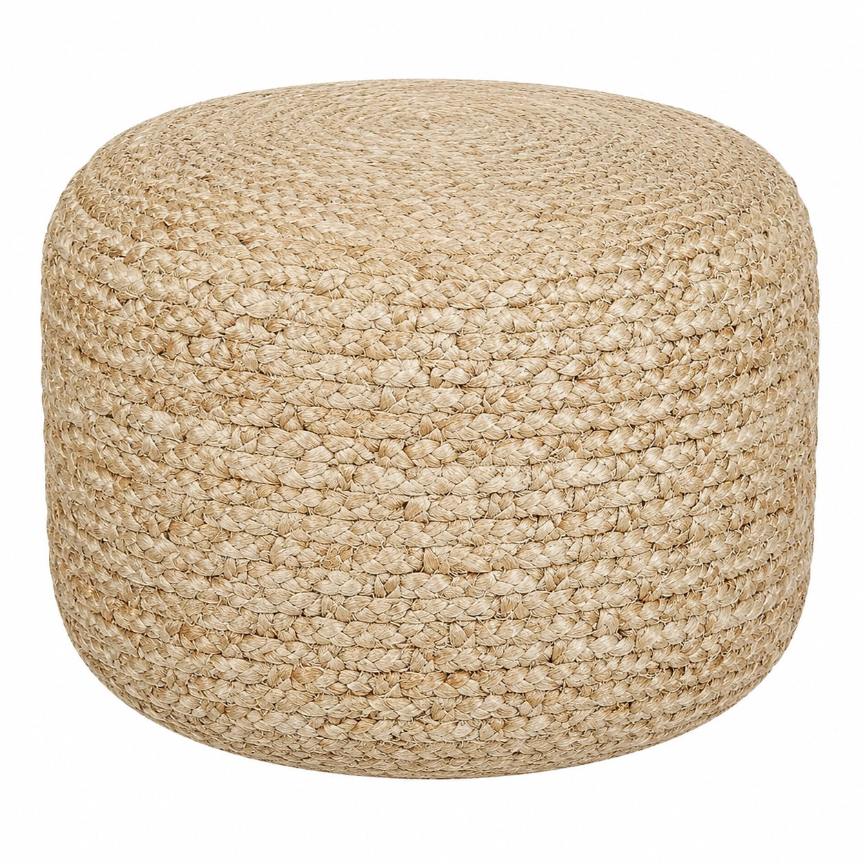Runder Sitzpouf aus Baumwolle und Jute im Boho-Stil, Ø 50 cm, Beige